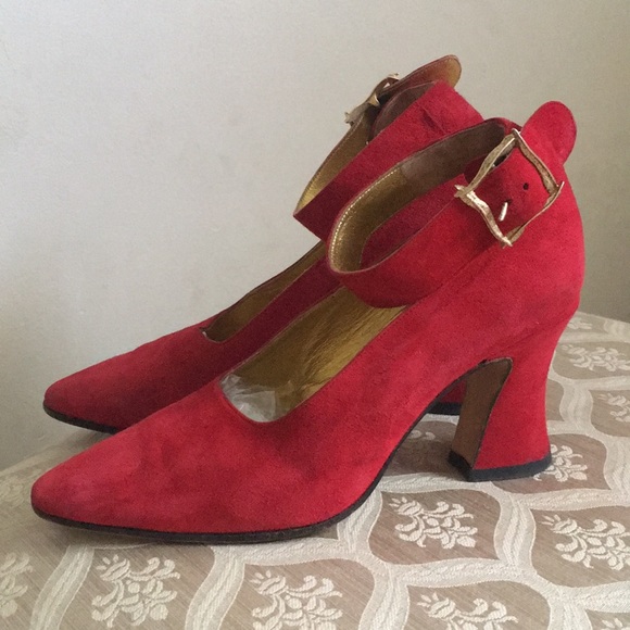 Via Spiga Red Suede Heels 37 (6.5)